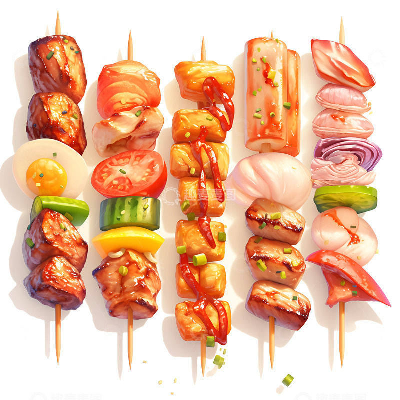 高清大图下载【趣麦麦图】卡通简约烧烤串