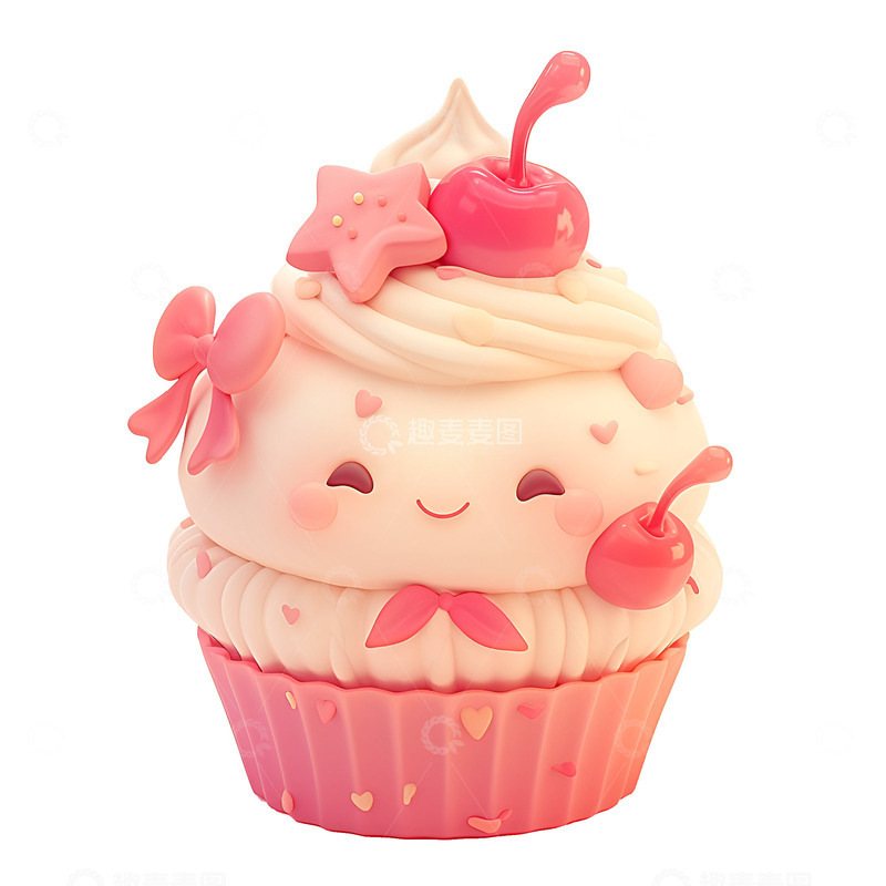 高清大图下载【趣麦麦图】一个樱桃纸杯蛋糕