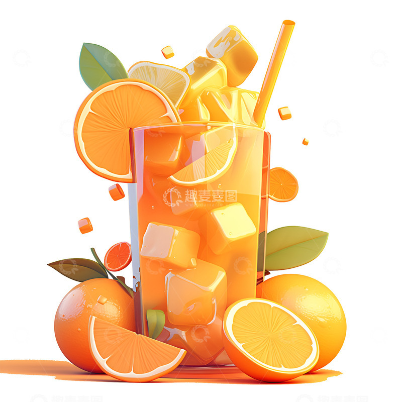 高清大图下载【趣麦麦图】卡通简约一杯新鲜橙汁