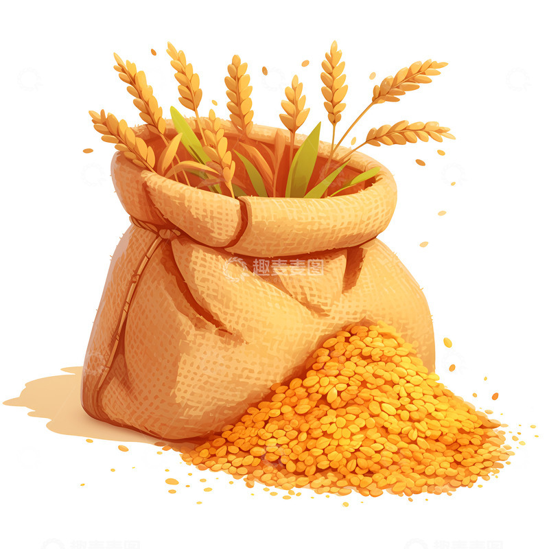 高清大图下载【趣麦麦图】卡通简约一袋小麦