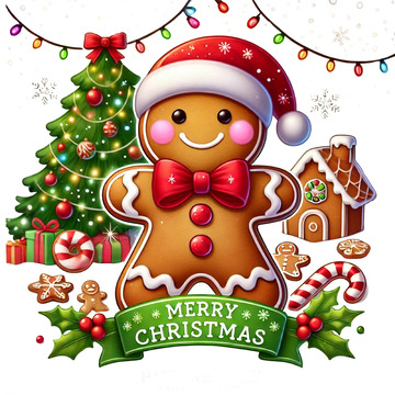 可爱圣诞节姜饼人卡通素材