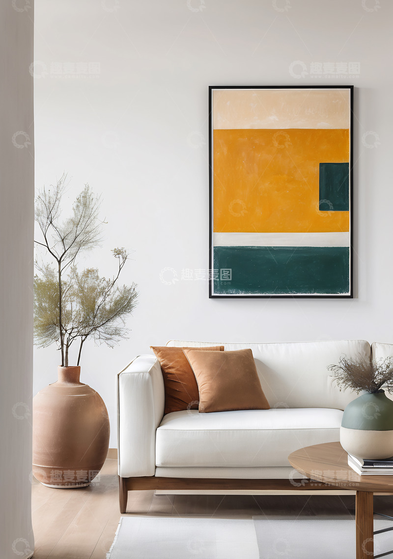 高清大图下载【趣麦麦图】简约白色客厅沙发搭配家装