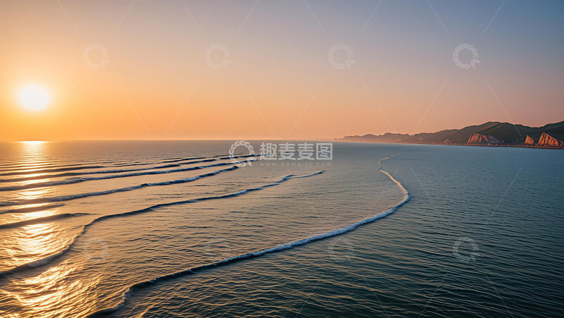 高清大图下载【趣麦麦图】晚霞一片海高清