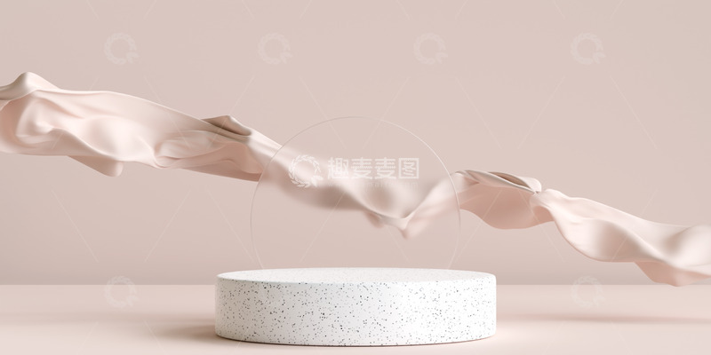 高清大图下载【趣麦麦图】简约白柱讲台与飘逸粉布