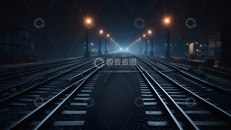 高清大图下载【趣麦麦图】夜晚驶来的列车