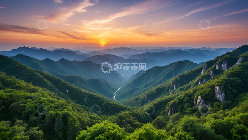高清大图下载【趣麦麦图】夕阳晚霞林涧