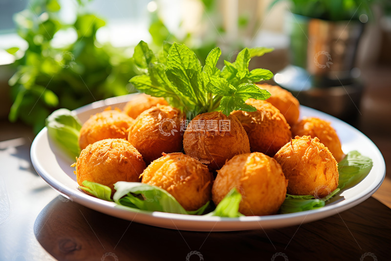 高清大图下载【趣麦麦图】一盘美味的油炸土豆丸子