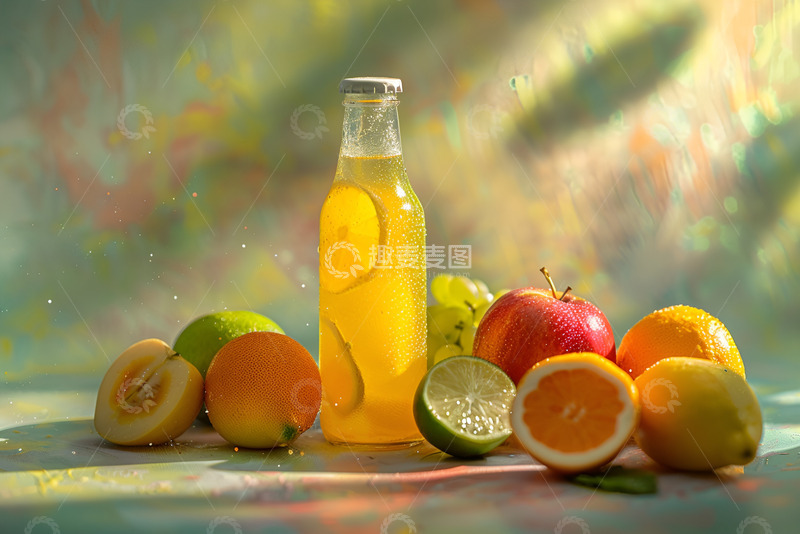 高清大图下载【趣麦麦图】一瓶柠檬橙子汁
