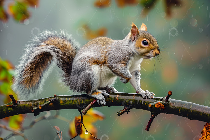 高清大图下载【趣麦麦图】站在树枝上的松鼠