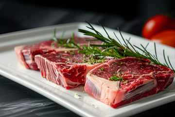 一盘生切牛肉片