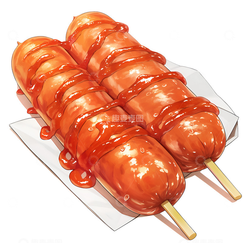 高清大图下载【趣麦麦图】卡通简约两串烤串