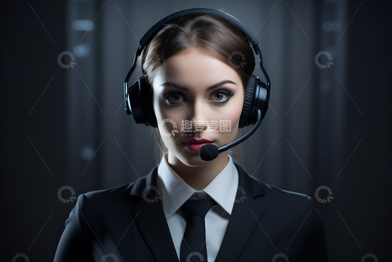 高清大图下载【趣麦麦图】带着耳机的客服