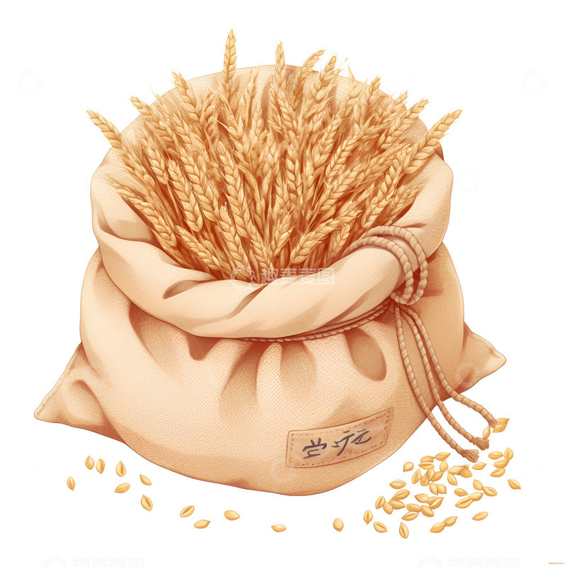 高清大图下载【趣麦麦图】卡通一袋子小麦
