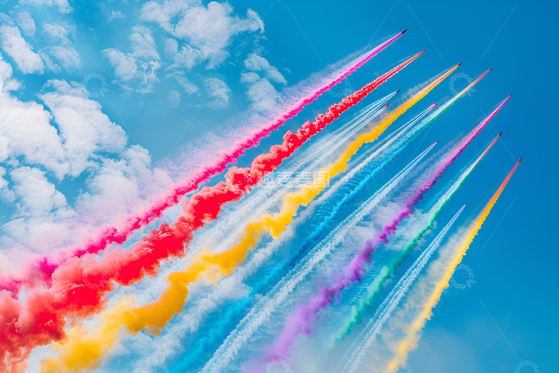 高清大图下载【趣麦麦图】天空中的彩色烟雾