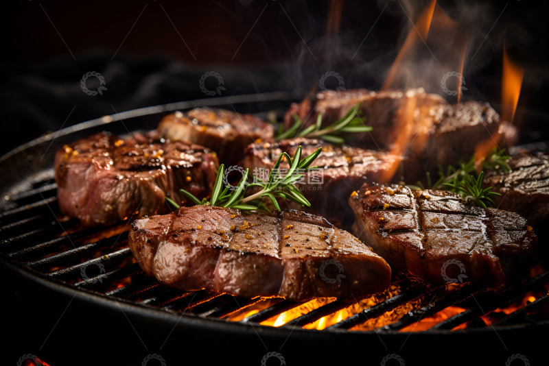 高清大图下载【趣麦麦图】放在烤架上的牛排