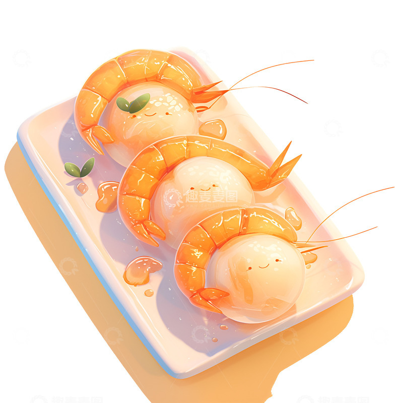 高清大图下载【趣麦麦图】卡通美味的水晶虾饺