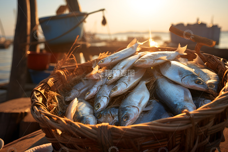 高清大图下载【趣麦麦图】一筐新鲜的海鱼