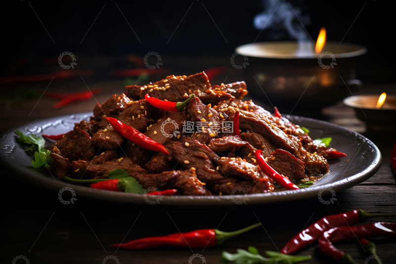高清大图下载【趣麦麦图】干煸辣椒牛肉