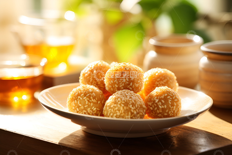 高清大图下载【趣麦麦图】一盘芝麻丸子