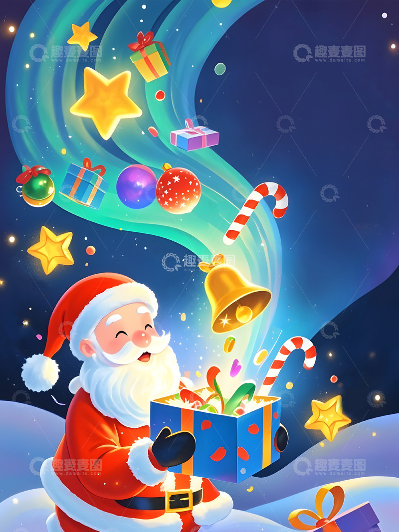 高清大图下载【趣麦麦图】圣诞节卡通插画背景图