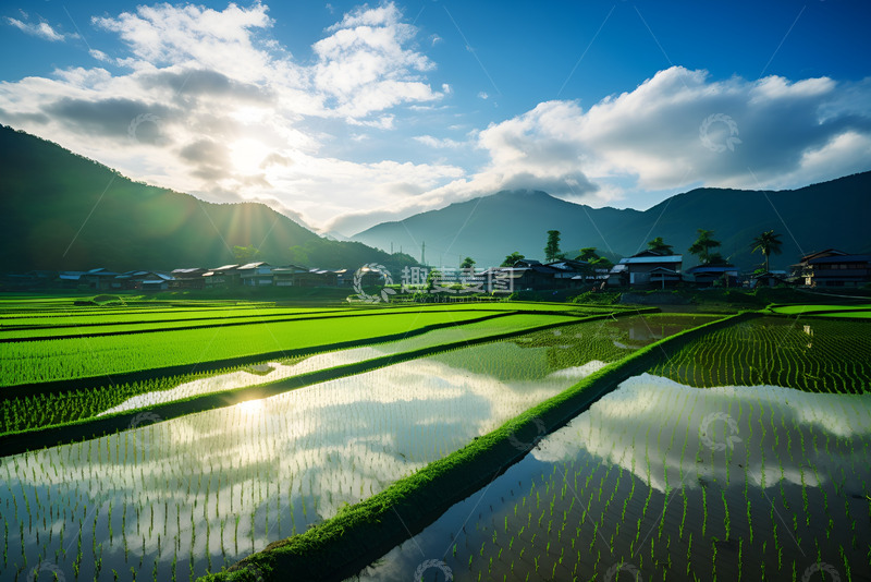 高清大图下载【趣麦麦图】一片生机勃勃的稻田