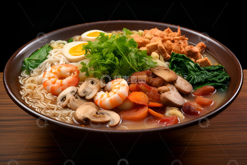 高清大图下载【趣麦麦图】一碗海鲜蔬菜面
