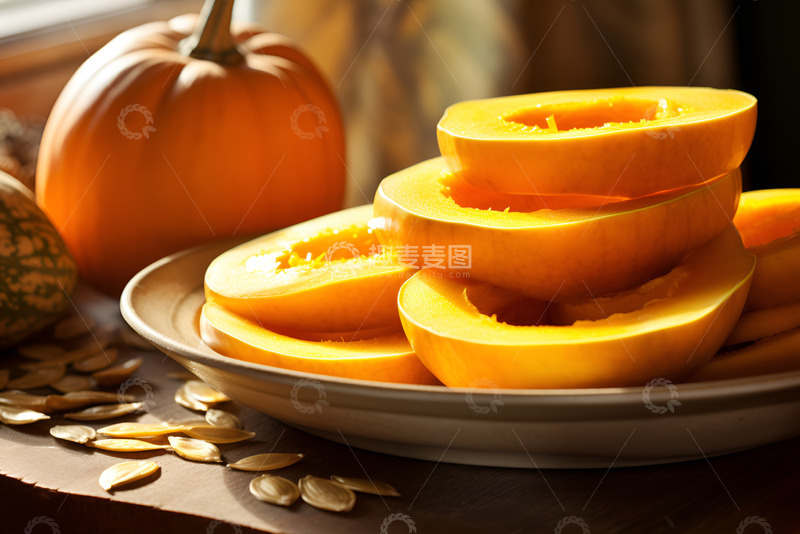 高清大图下载【趣麦麦图】一盘南瓜切片
