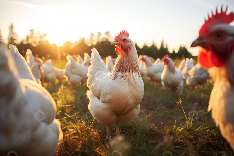 高清大图下载【趣麦麦图】农场里散步的一群鸡