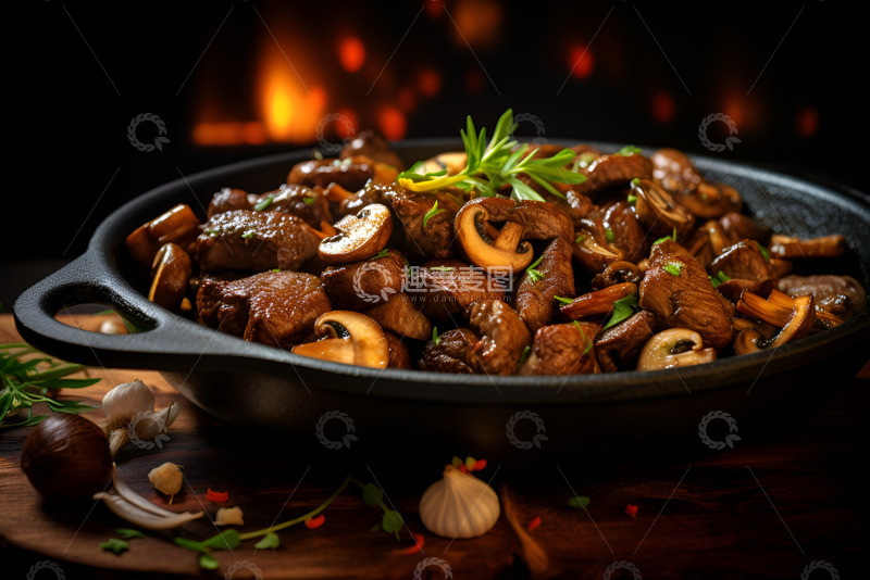 高清大图下载【趣麦麦图】美食香菇炒牛肉