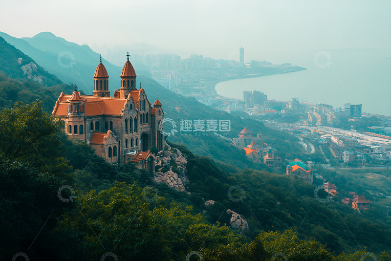 远处的城堡风景摄影