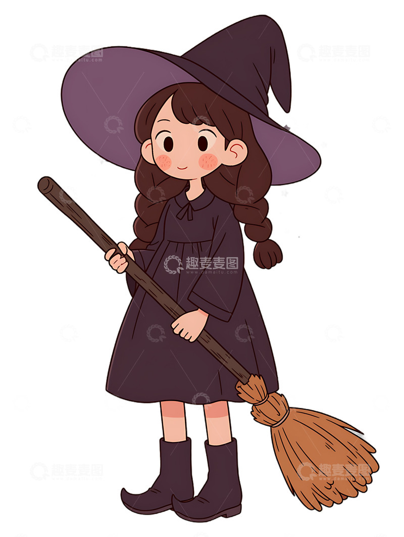 高清大图下载【趣麦麦图】万圣节女巫卡通