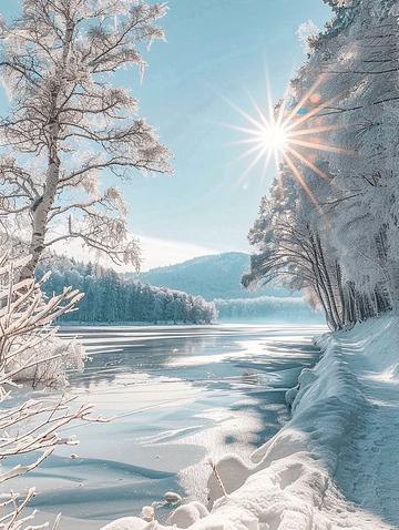 冬日暖阳冰天雪地