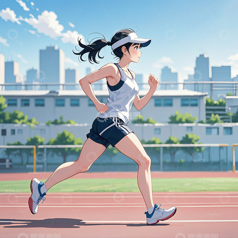高清大图下载【趣麦麦图】一个跑步的女孩