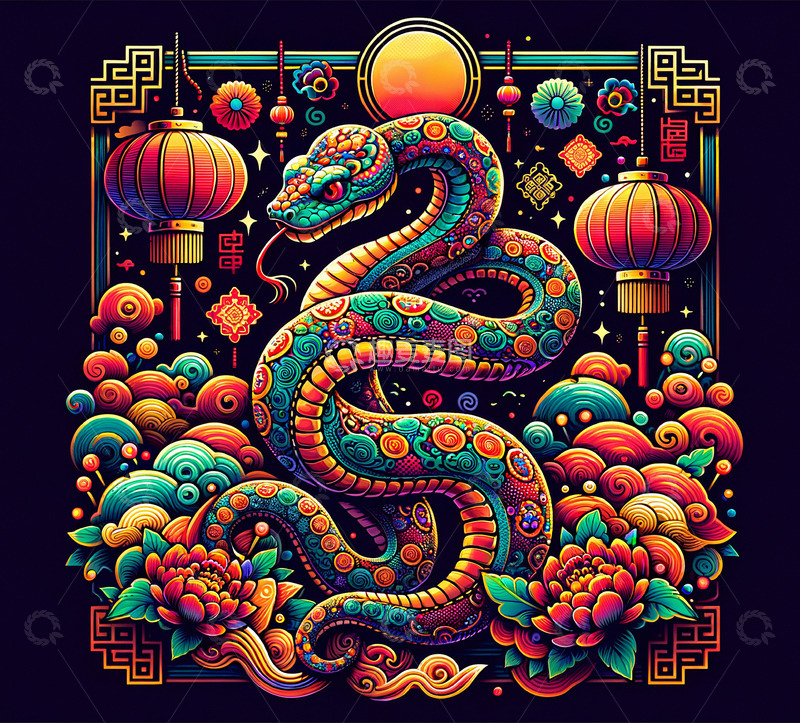蛇年艺术插画