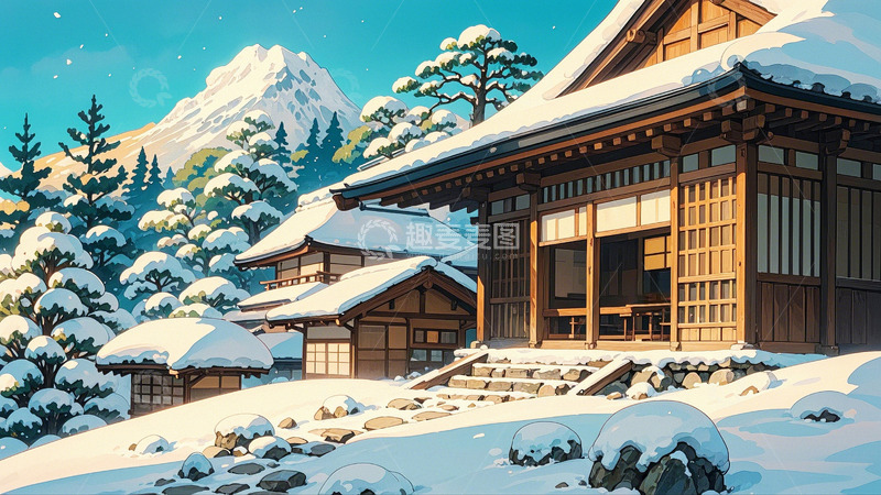 高清大图下载【趣麦麦图】冬天风景大雪木屋