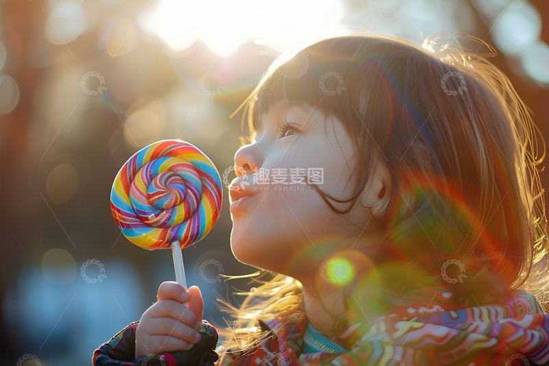高清大图下载【趣麦麦图】拿着一个棒棒糖的小孩