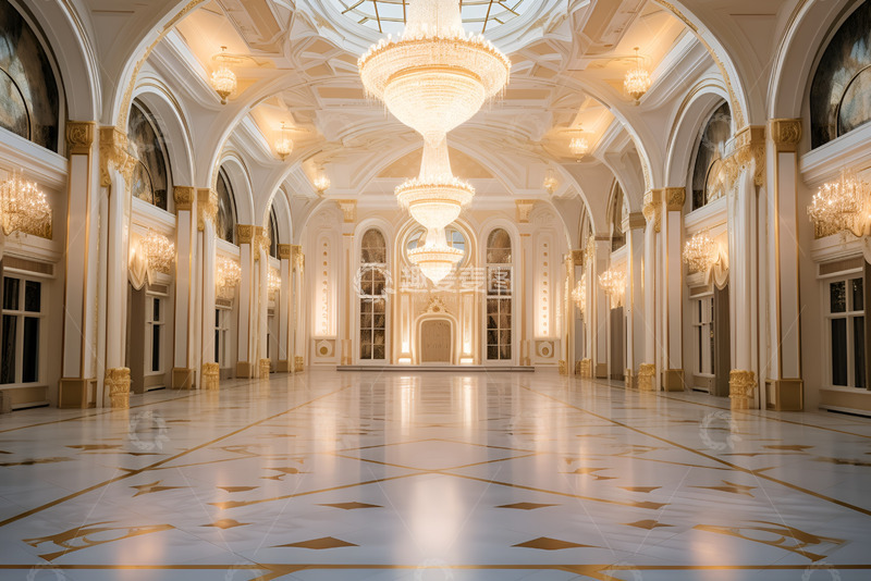 灯火通明的酒店大厅