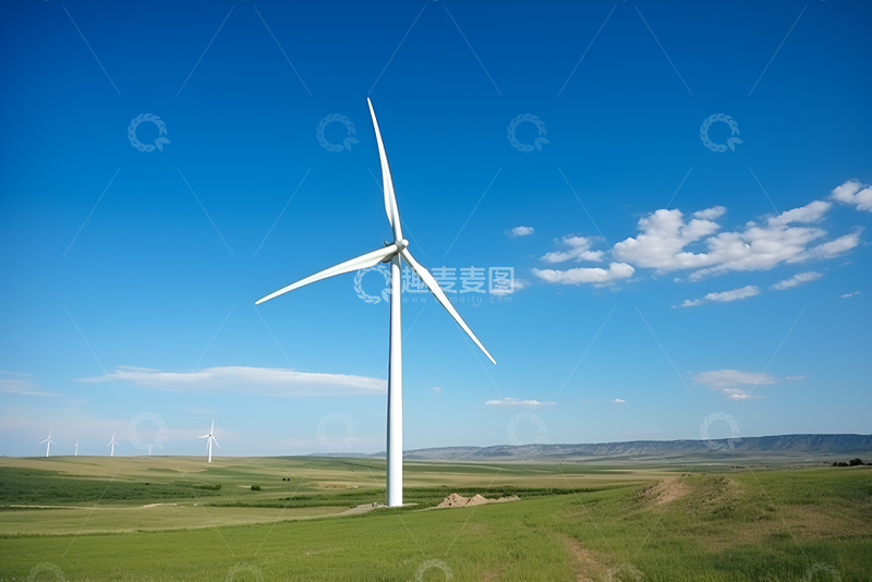 高清大图下载【趣麦麦图】旷野上的风力发电机