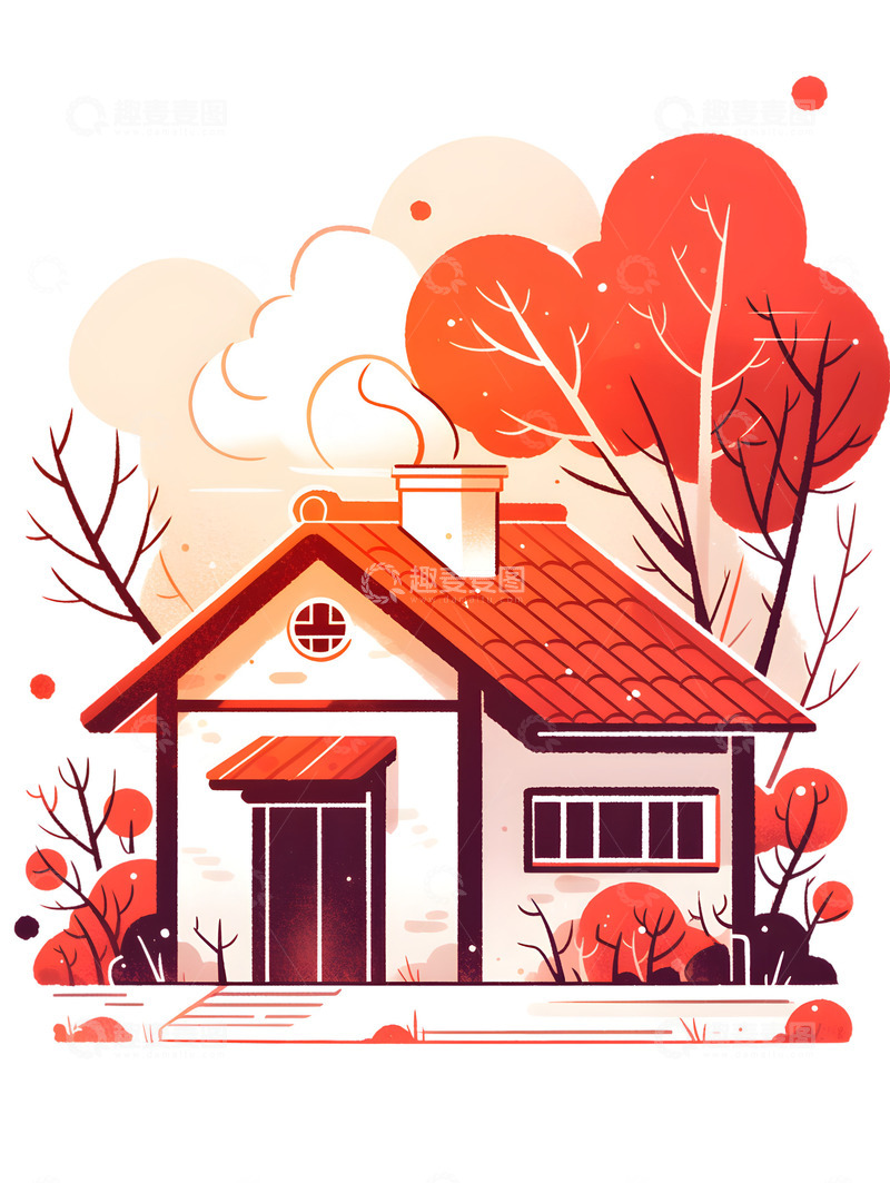 高清大图下载【趣麦麦图】深秋房屋卡通