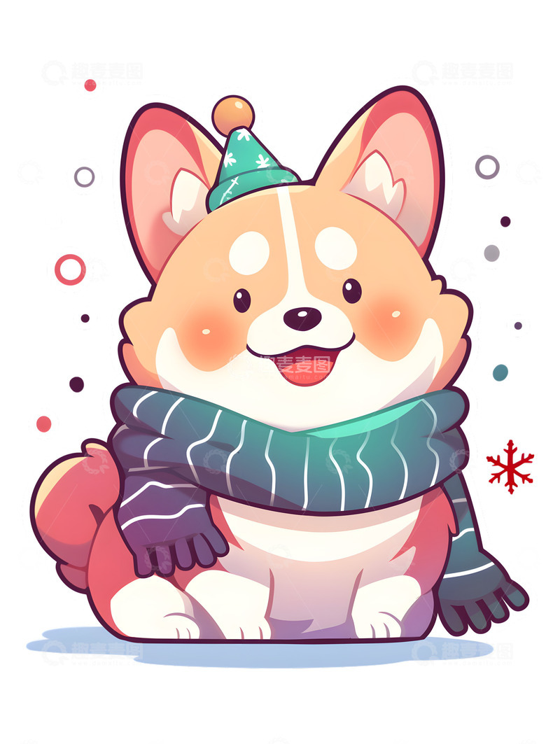 高清大图下载【趣麦麦图】卡通小狗冬季圣诞节