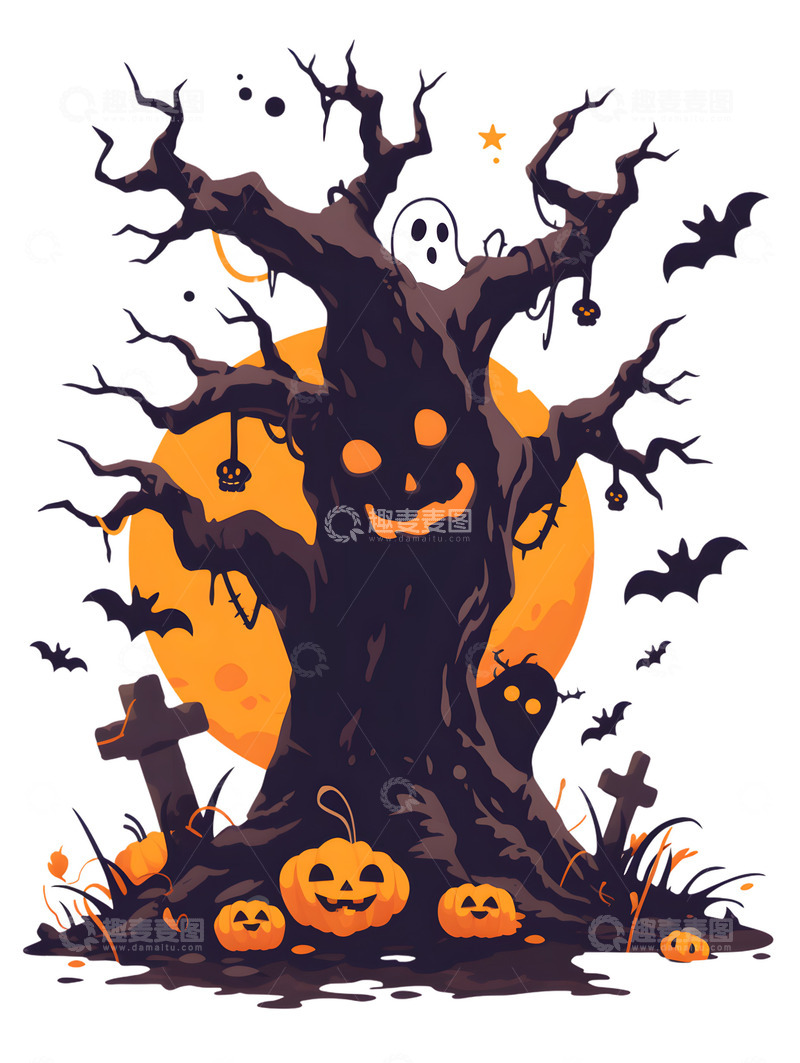 高清大图下载【趣麦麦图】万圣节诡异树木