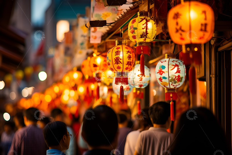 高清大图下载【趣麦麦图】热闹的花灯街市