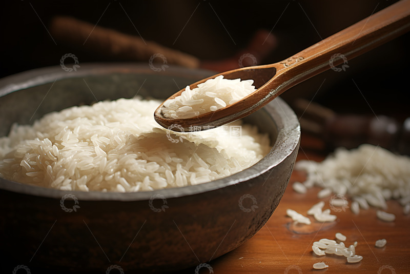 高清大图下载【趣麦麦图】木勺舀起大米