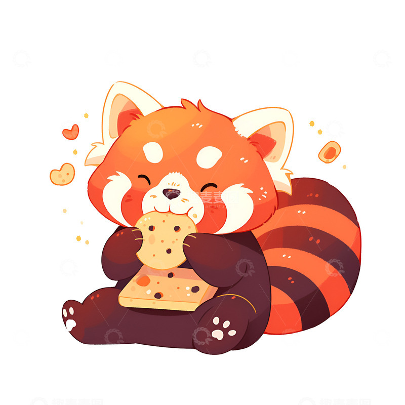 高清大图下载【趣麦麦图】卡通吃饼干的可爱小浣熊