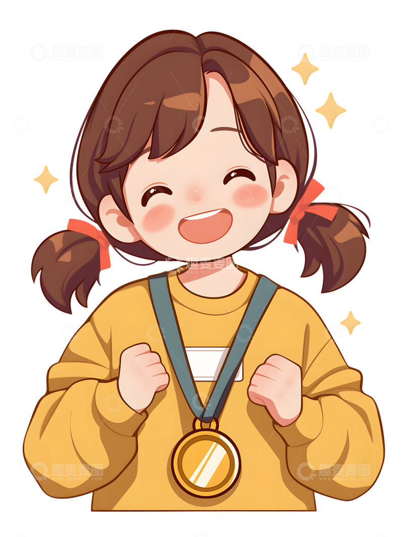 高清大图下载【趣麦麦图】金牌女孩运动会图标卡通