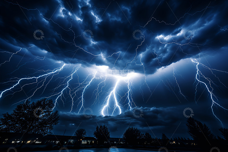 天空中阴云密布雷电交加