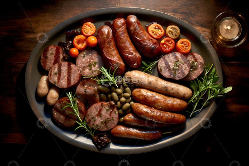 高清大图下载【趣麦麦图】一盘美味的腊肠