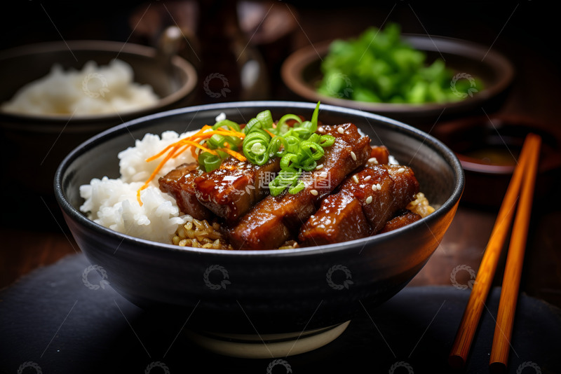 高清大图下载【趣麦麦图】红烧肉盖饭高清摄影