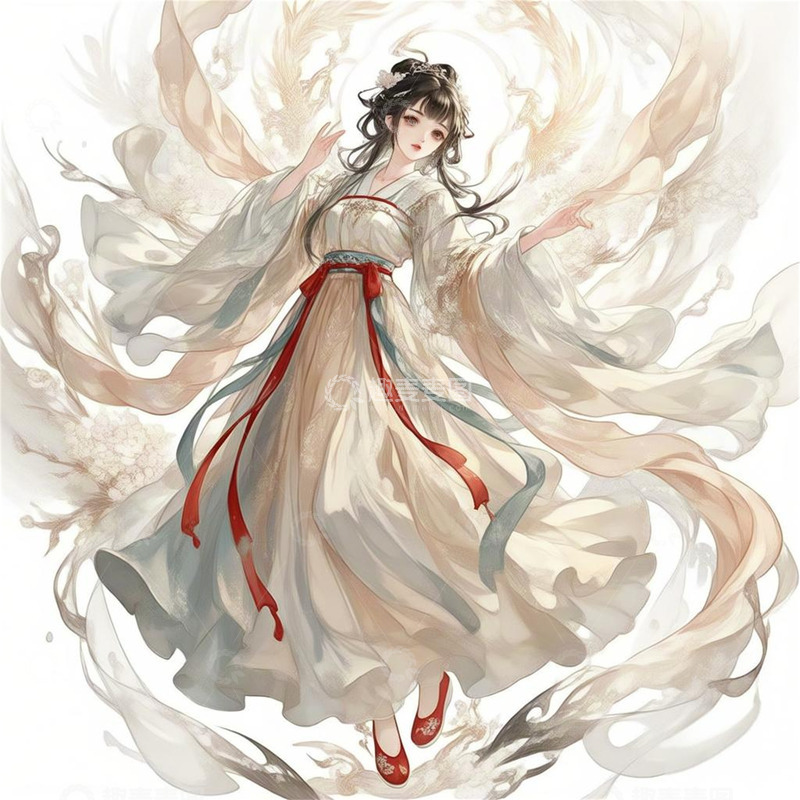 高清大图下载【趣麦麦图】古风国潮白衣襦裙美女图