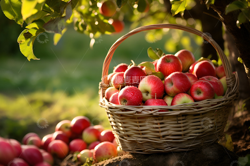 高清大图下载【趣麦麦图】一篮筐成熟的苹果